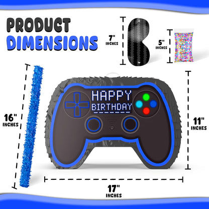 Jergrim Blue Monster Truck Piñata, Small 4 Piece Set, perfect for Kids Birthday Parties, Race Car Party Supplies fits piñata candy and party favors (17”X11”) Durable!