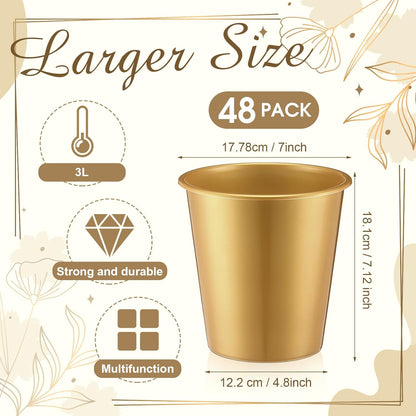 Layhit 48 Pcs Plastic Ice Buckets for Parties 3 Liters Wine Bucket Portable Ice Holder Disposable Wine Cooler for Party Wedding Party Beverages Champagne Soda and Beer(Black)