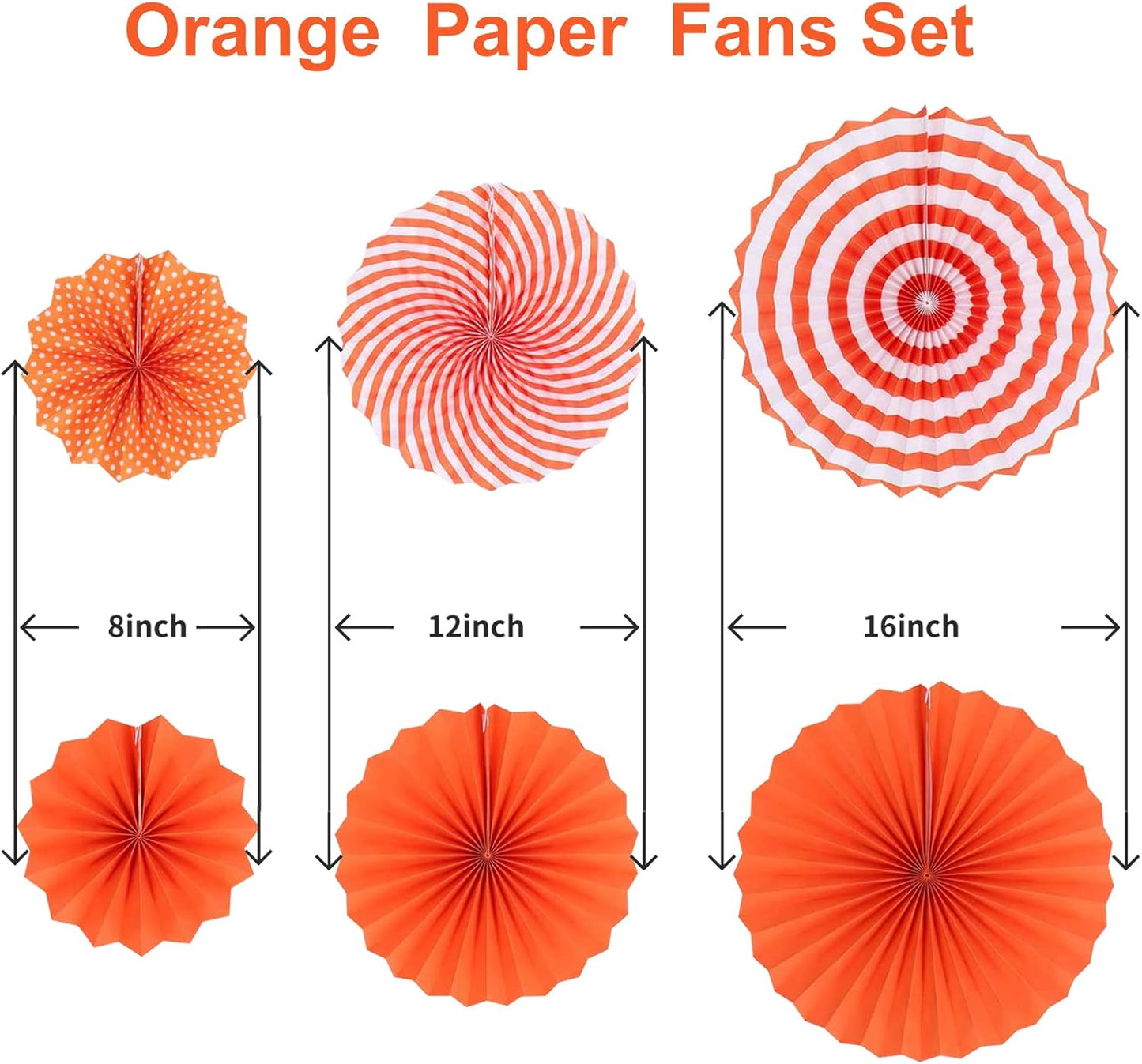 LRCXL 12PCS Party Hanging Paper Fans Set, Fiesta Round Pattern Paper Garlands Decoration Party Supplies for New Year Baby Shower Birthday Wedding Graduation Events Accessories(Yellow)