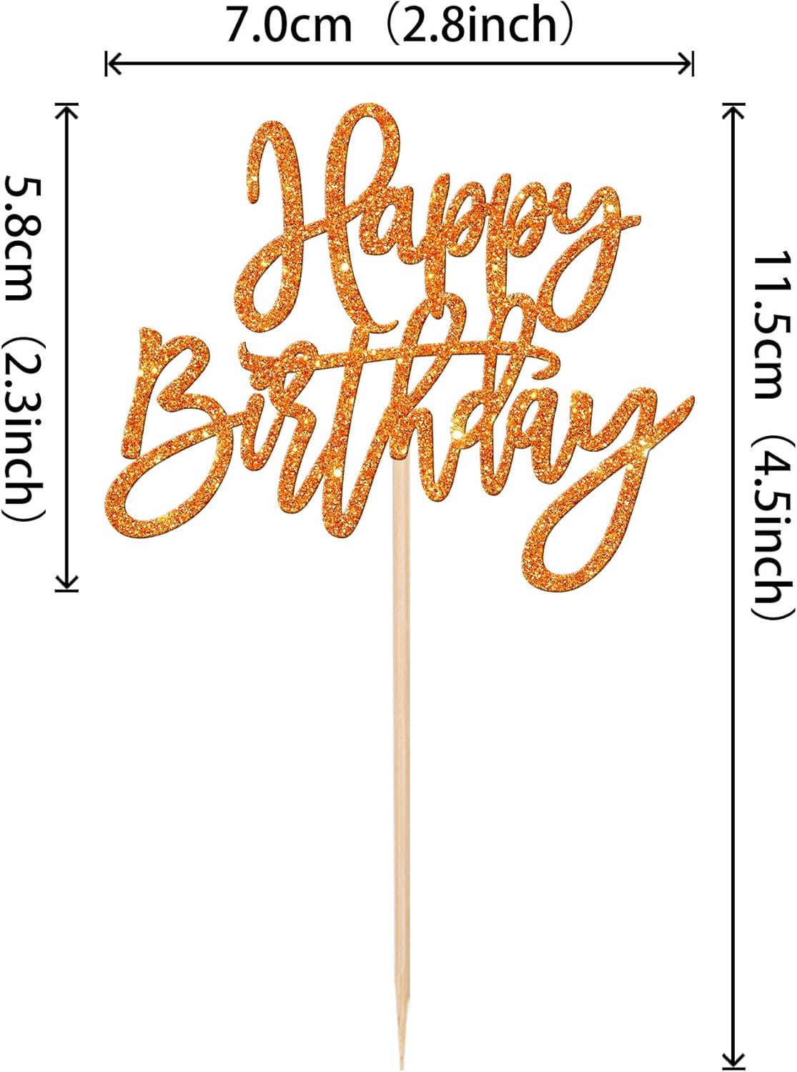 24 PCS Happy Birthday Cupcake Toppers Glitter Picks for Celebrating Anniversary Theme Party Cake Decorations Supplies Gold