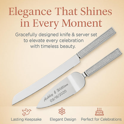 GIFTS INFINITY Personalized Wedding Cake Knife and Server Set with Engraving – Cake Cutting Utensil Set, Keepsake Gift for Wedding, Anniversary, Reception, Birthday & Other Occasions (CH-101WB)