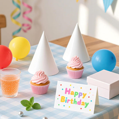 WEOXPR White Paper Party Hats for Birthday,Decorative Bulk Cone Hat for Adults Art DIY, Halloween Supplies（10/20/40/60）