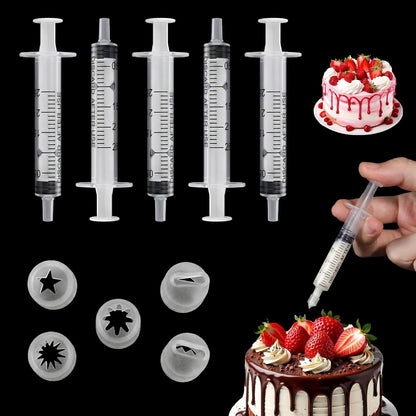 5PCS Mini Piping Tips with 5 Cylinder Tiny Cake Modeling Piping Tool, Mini Cake Decorating Tips Clay Nozzles Hand Decorating Pastry Tip for DIY Miniature Cakes Model, Miniatures Landscape Crafts Decor