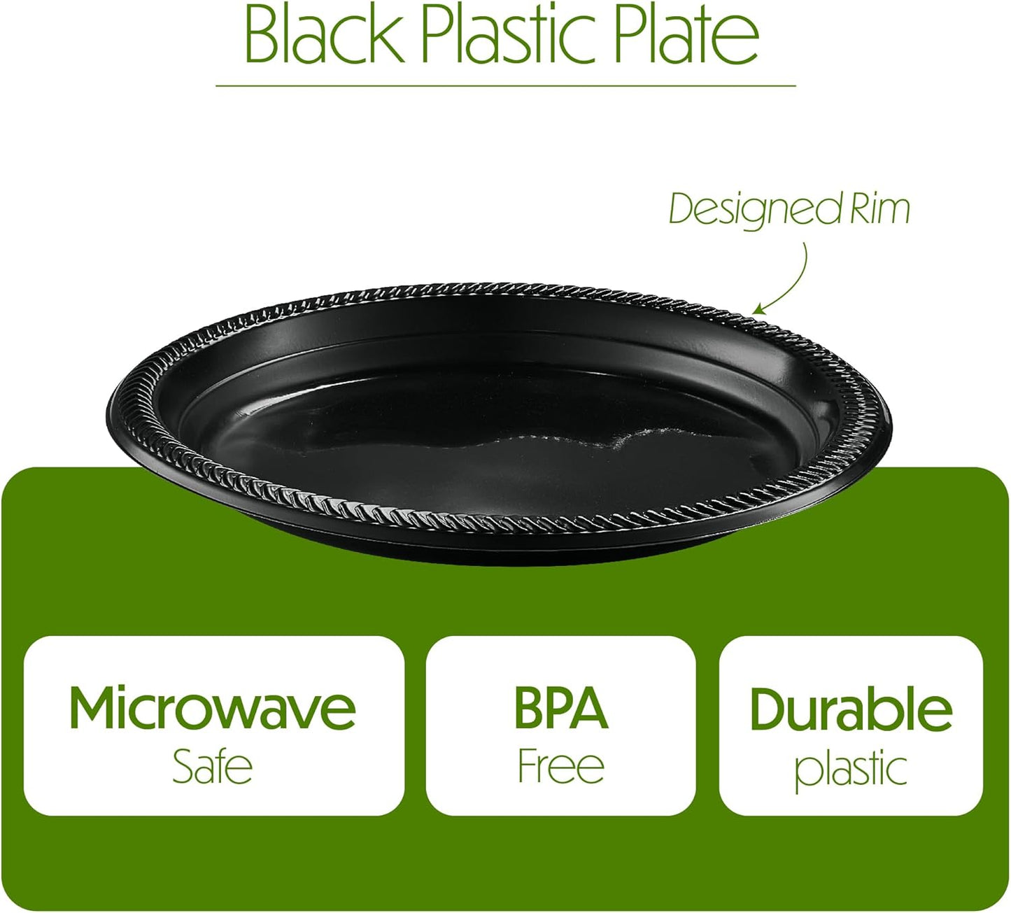 PLASTICPRO 100 PCS Black Plastic Bowls Light Weight 12 oz Plastic Soup Bowls Black Salad Plates Disposable for Party and Wedding