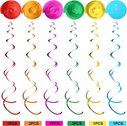 Outus 30 Pieces Hawaiian Luau Birthday Party Hanging Swirl Decorations, Flower Tropical Palm Flamingo Sign Foil Ceiling Decor for Floral Tropical Party Summer Beach Pool Tiki Supplies(Summer)