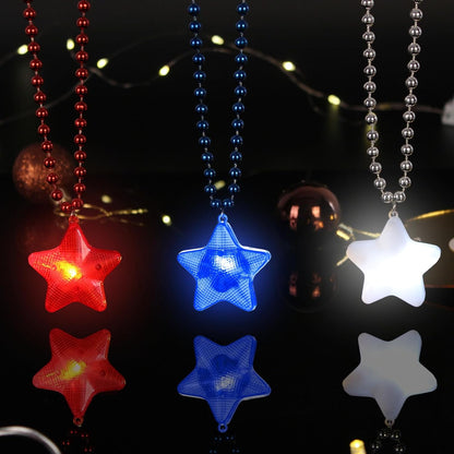 16 Pack Light Up Necklaces Flashing Star Bead Necklaces Glow In The Dark Party Supplies for Weddings Birthday Valentines Mardi Gras July 4th Halloween Christmas