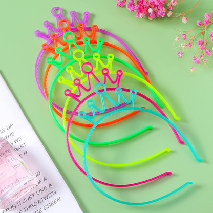 ZIRICHER 6 Colors Glow in the Dark Headbands, Plastic Light Up Hair Band Crowns Luminous Headband For Girls Party Headbands