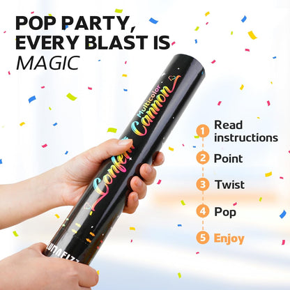 12 Inch Confetti Biodegradable [6 Pack] Confetti Cannons | Multicolor Confetti Poppers for Wedding,Birthday PartyChristmas Eve and New Year Give a Gift