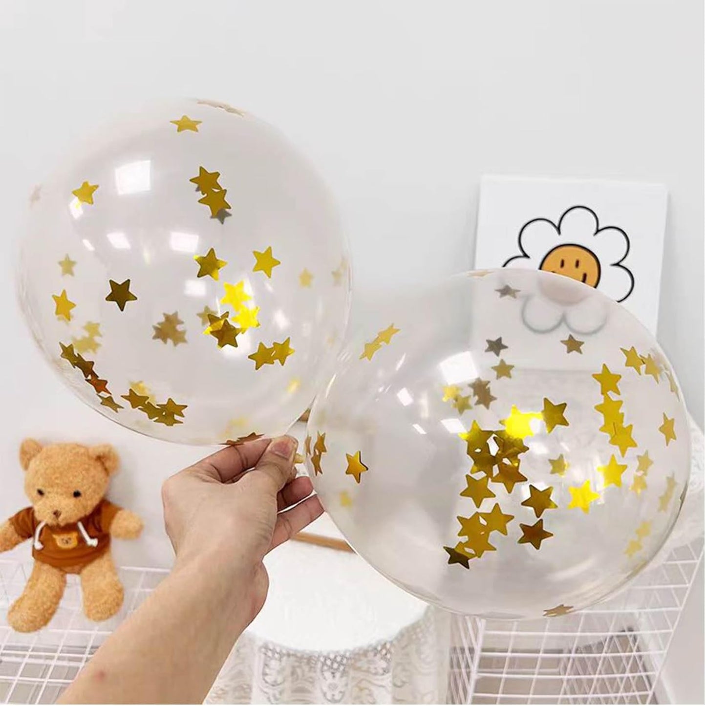 Rainbow Star Metallic Foil Confetti 8000 Pcs Shiny Star Table Confetti for Fill Balloon Wedding Graduation Party Decorations,60g of pack