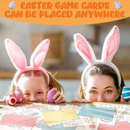 Fullhawl 36 Pcs Easter Party Games Easter Egg Scavenger Hunt Cards Indoor Treasure Clues Answer Game with Envelopes Party Favor for Teens Adults Family School Supplies