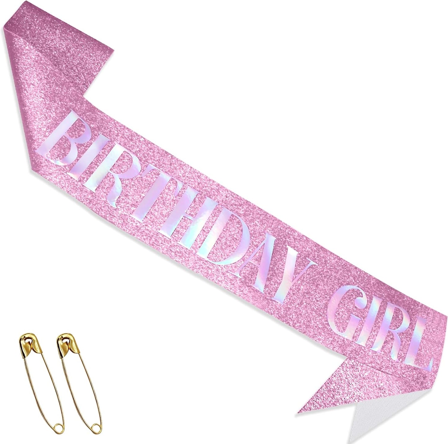 RUDONG M Birthday Girl Sash Glitter - Silver Birthday Sash for Women & Girls | Sweet 16/18th/21st/30th/40th/50th/60th/70th, All-Age Celebration Party Decor