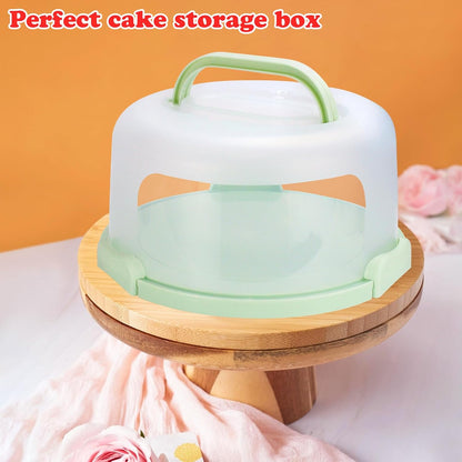 Cake Carrier with Lid and Handle, Fit 10’’ Cake Stand with Lid, Cake Transport Storage Container, Cake Containers Cover Stand with Lids, 3 Secure Side Closures (Pink)