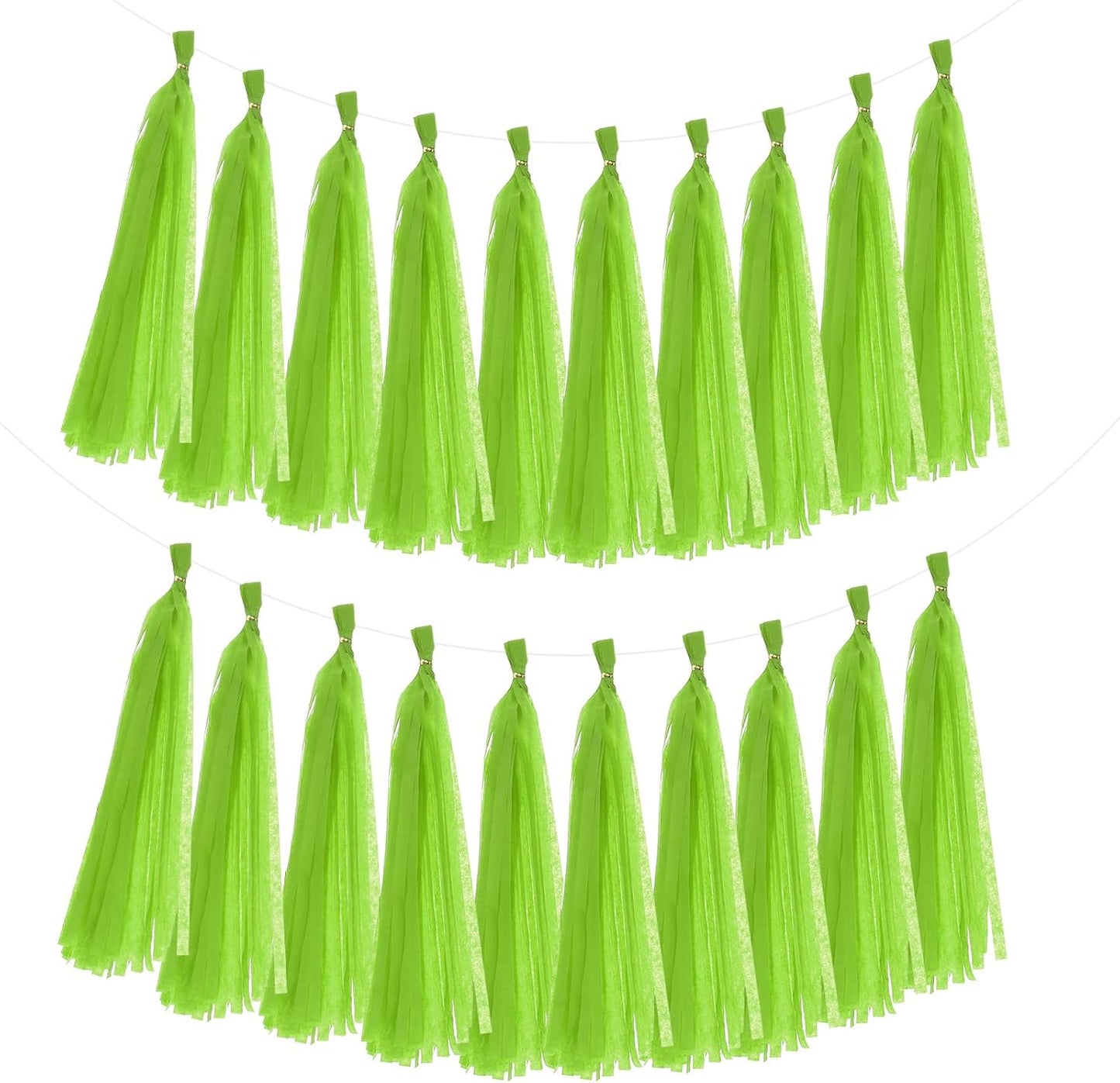 MECCANIXITY 20Pcs Tassel Garland Banner Tissue Paper for Streamers Party Decorations, Valentine's Day Birthday Decor for Women with Rope and Tie Wire (Pink, 14.6Inch)