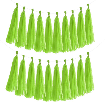 MECCANIXITY 20Pcs Tassel Garland Banner Tissue Paper for Streamers Party Decorations, Valentine's Day Birthday Decor for Women with Rope and Tie Wire (Pink, 14.6Inch)