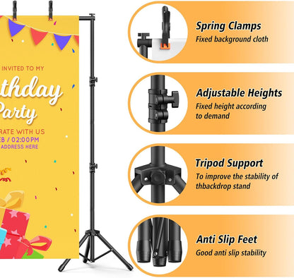 Forlogic Backdrop Stand 10x7.5ft(WxH), Heavy Duty Adjustable Photo Back Drop Stand kit, Suitable for Party, Photography, Weddings