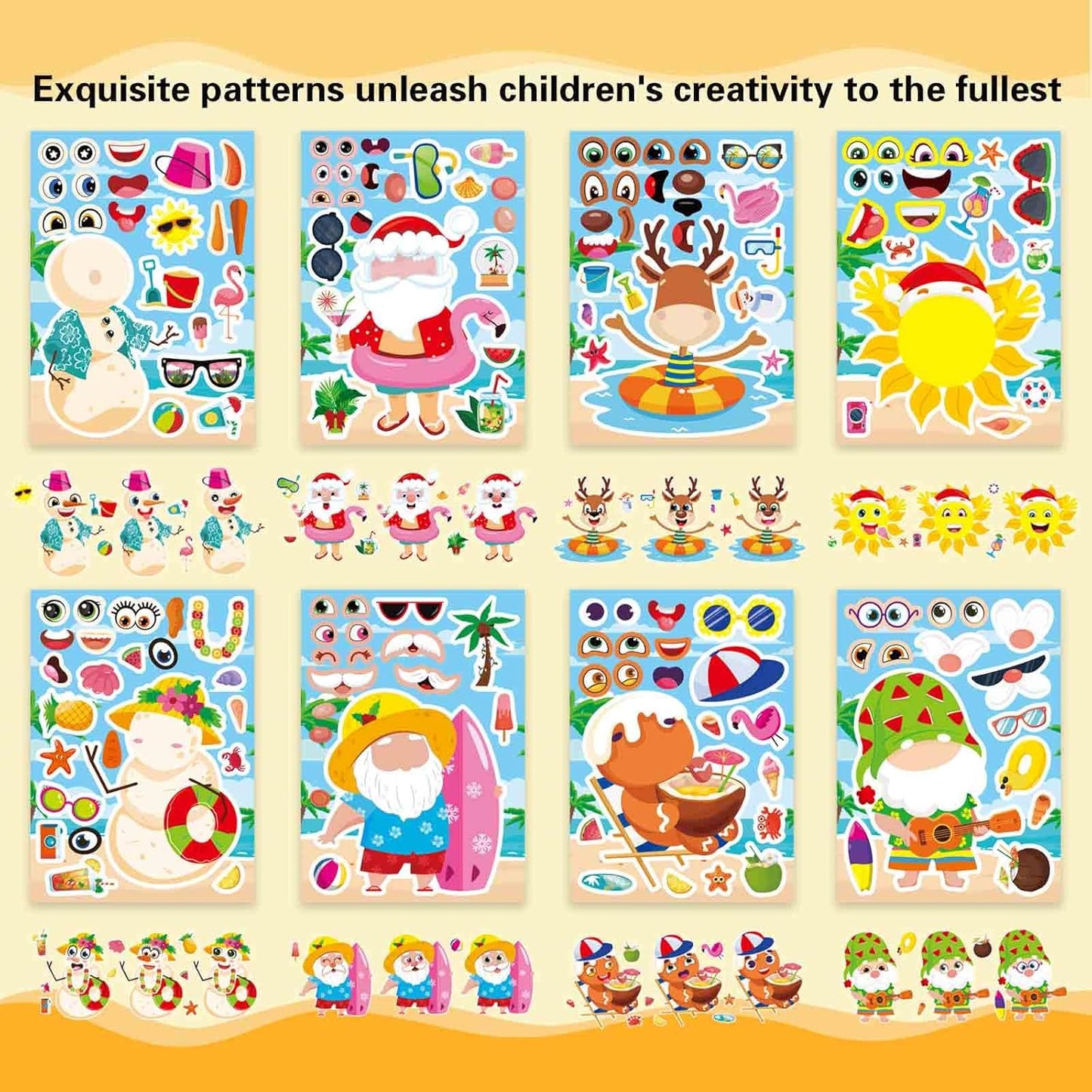 24 Sheets Make-a-face Cupcake Stickers Make Your Own Dessert Stickers Mix and Match Sweets and Fruit Treats Party Favor Supplies for Kids Ice Cream Sticker Games Birthday DIY Art Crafts