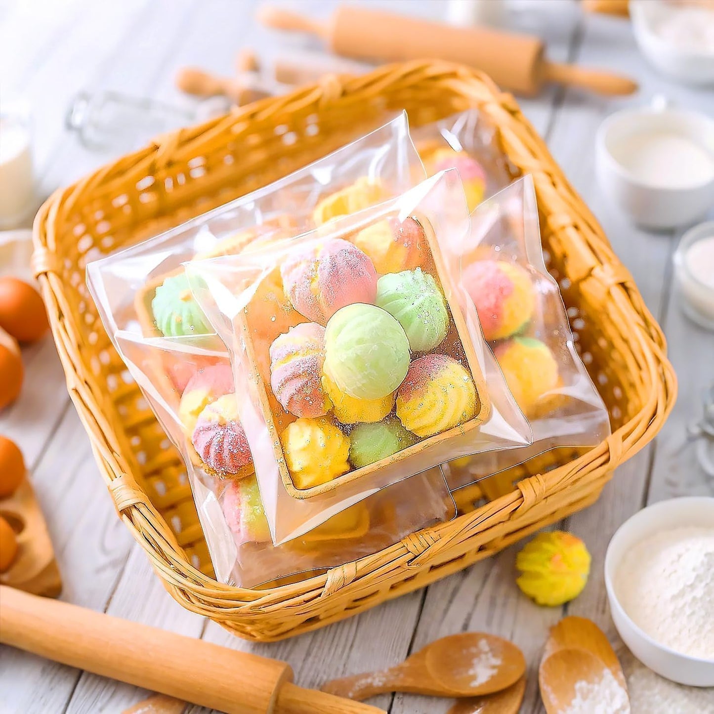 PigPotParty Cookie Bags 4''x 6", 100 Pcs Self Sealing Cellophane Treat Bags, Small Clear Plastic Goodie Bag for Gift, Snack, Party Favor, Candy