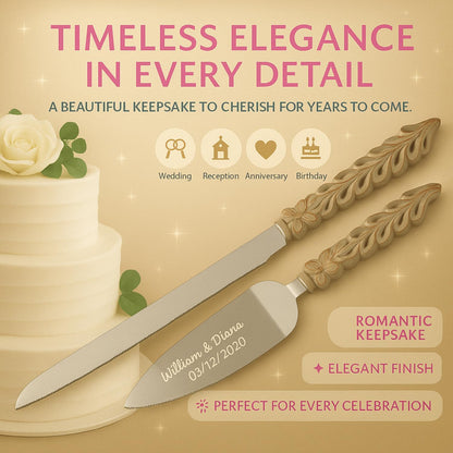 GIFTS INFINITY Personalized Wedding Cake Knife and Server Set with Engraving – Cake Cutting Utensil Set, Keepsake Gift for Wedding, Anniversary, Reception, Birthday & Other Occasions (CH-101WB)