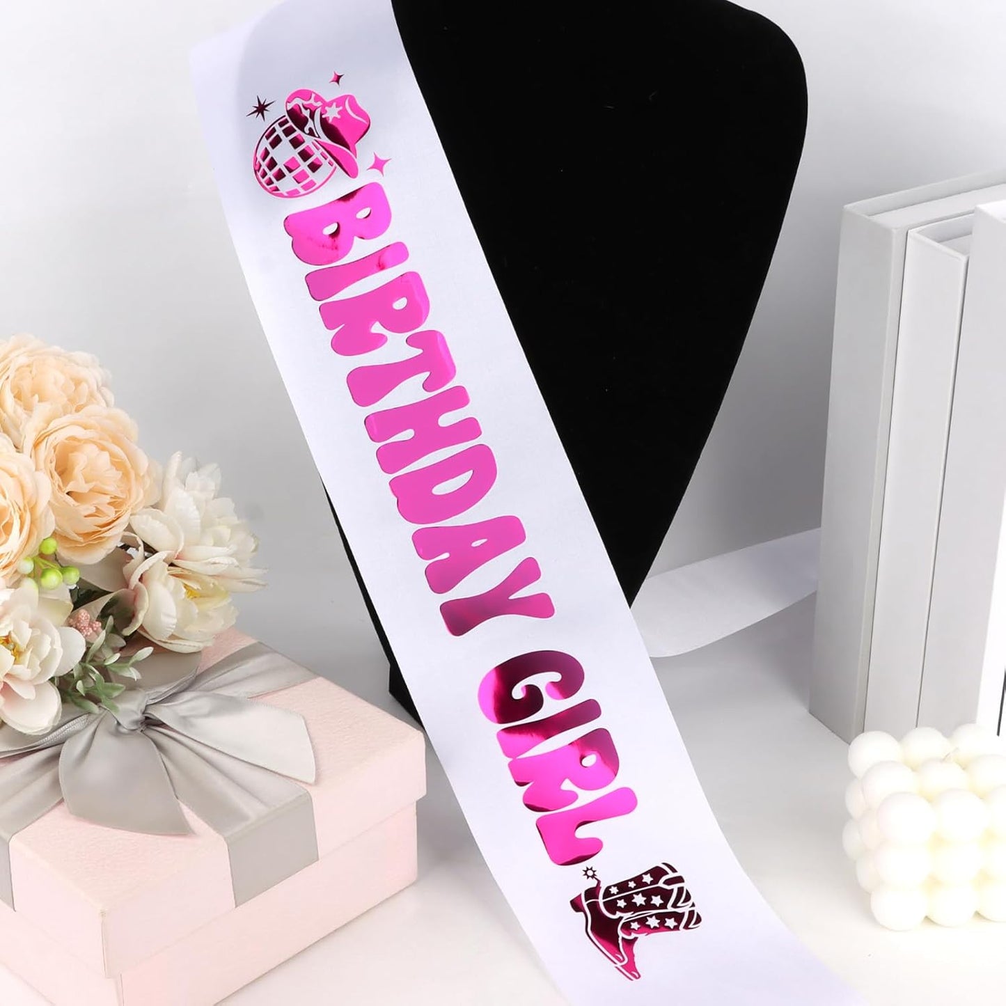 It's My Birthday Sash Black Glitter Sash with Hot Pink Foil Happy Birthday Decorations for Women Girls Men Boys Black Party Decorations