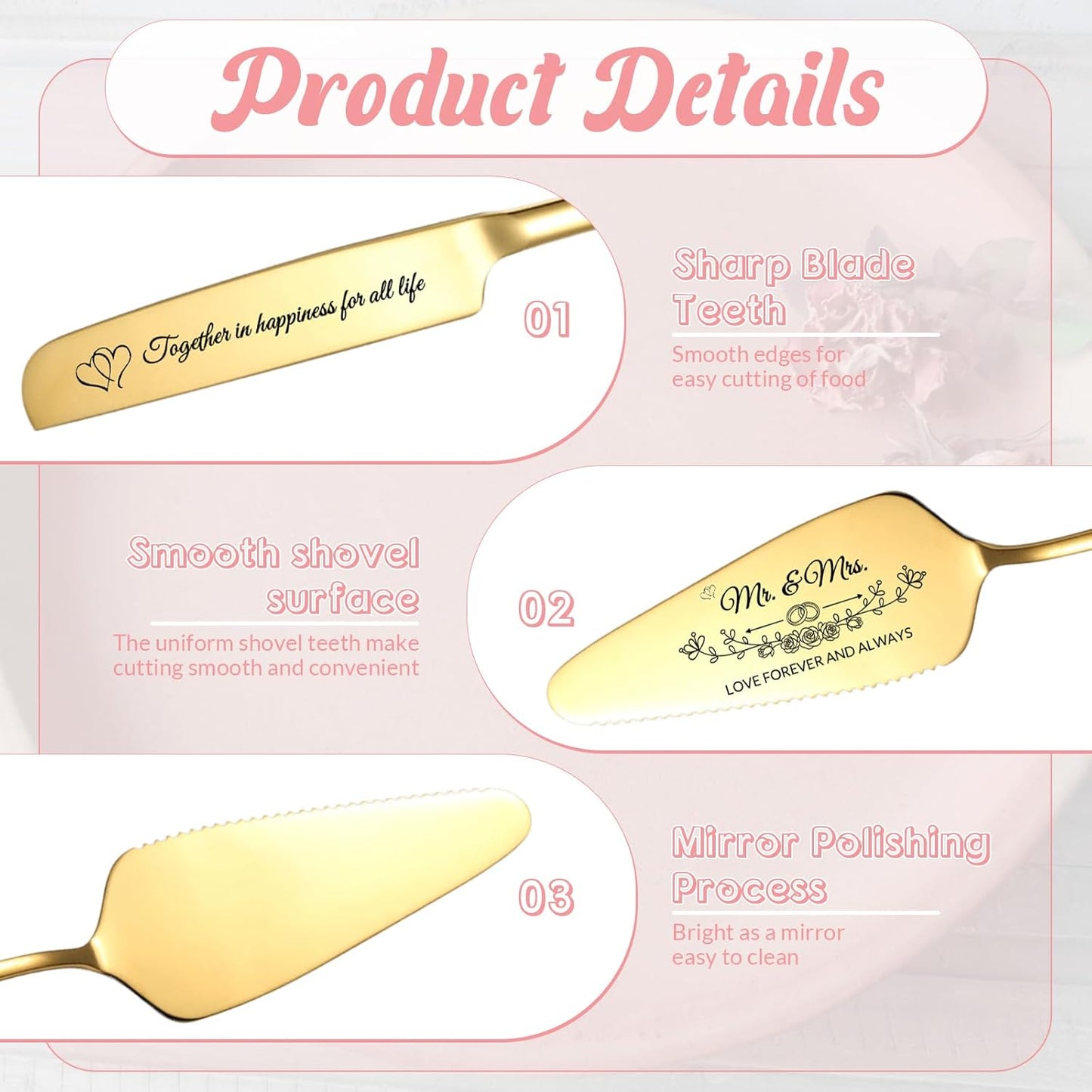 Personalized Cake Cutter Custom Wedding Cake Knife and Server Set Stainless Steel Cake Cutting Set Customize Gifts for Wedding Birthday (Black)