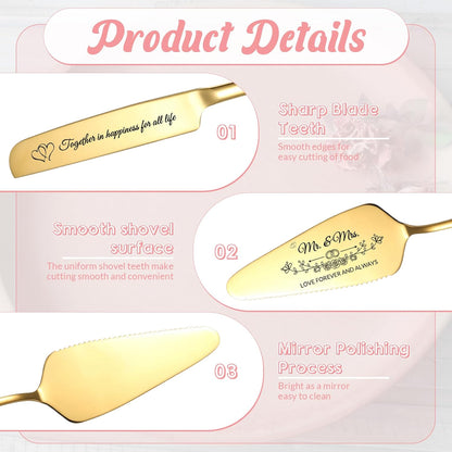 Personalized Cake Cutter Custom Wedding Cake Knife and Server Set Stainless Steel Cake Cutting Set Customize Gifts for Wedding Birthday (Black)
