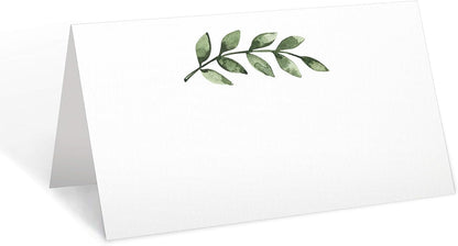 321Done Greenery Place Cards, Made in USA - 3.5x2 Blank for Name Food Table Setting Dinner Party Seating Wedding Reception Buffet Tent Style Rustic Green Leaves - Set of 24