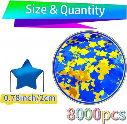 Rainbow Metallic Foil Star Confetti 0.78inch/2cm 8000PCS Table Confetti for Party Birthday Decoration or Filled Balloons