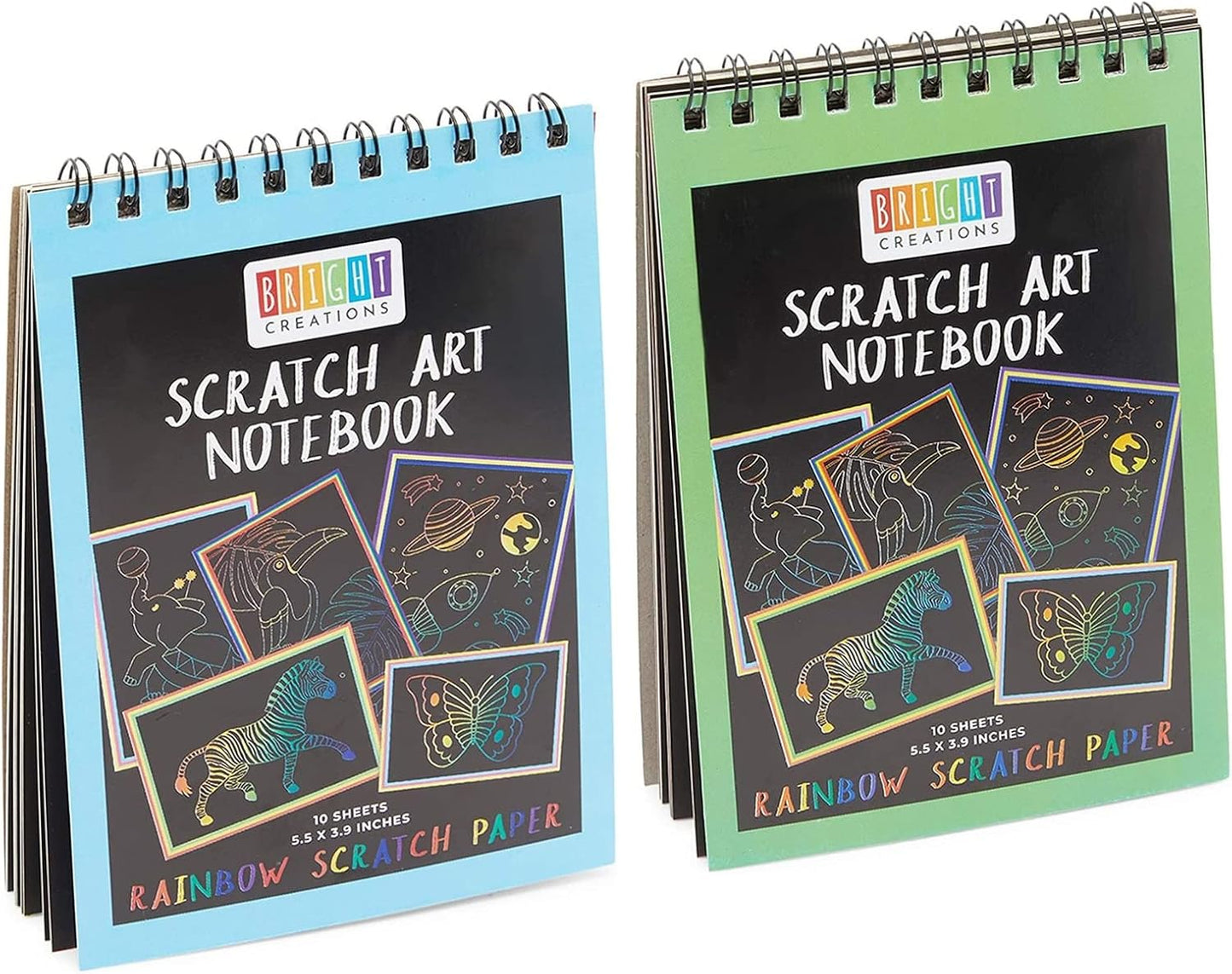 8 Pack Rainbow Scratch Paper Pads for Kids with Wooden Styluses, 10 Sheets (5.5 x 3.9 In)