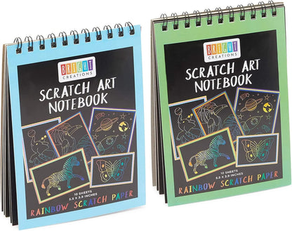 8 Pack Rainbow Scratch Paper Pads for Kids with Wooden Styluses, 10 Sheets (5.5 x 3.9 In)