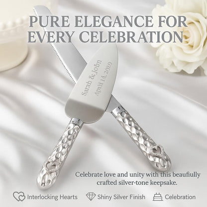 GIFTS INFINITY Personalized Wedding Cake Knife and Server Set with Engraving – Cake Cutting Utensil Set, Keepsake Gift for Wedding, Anniversary, Reception, Birthday & Other Occasions (CH-101WB)