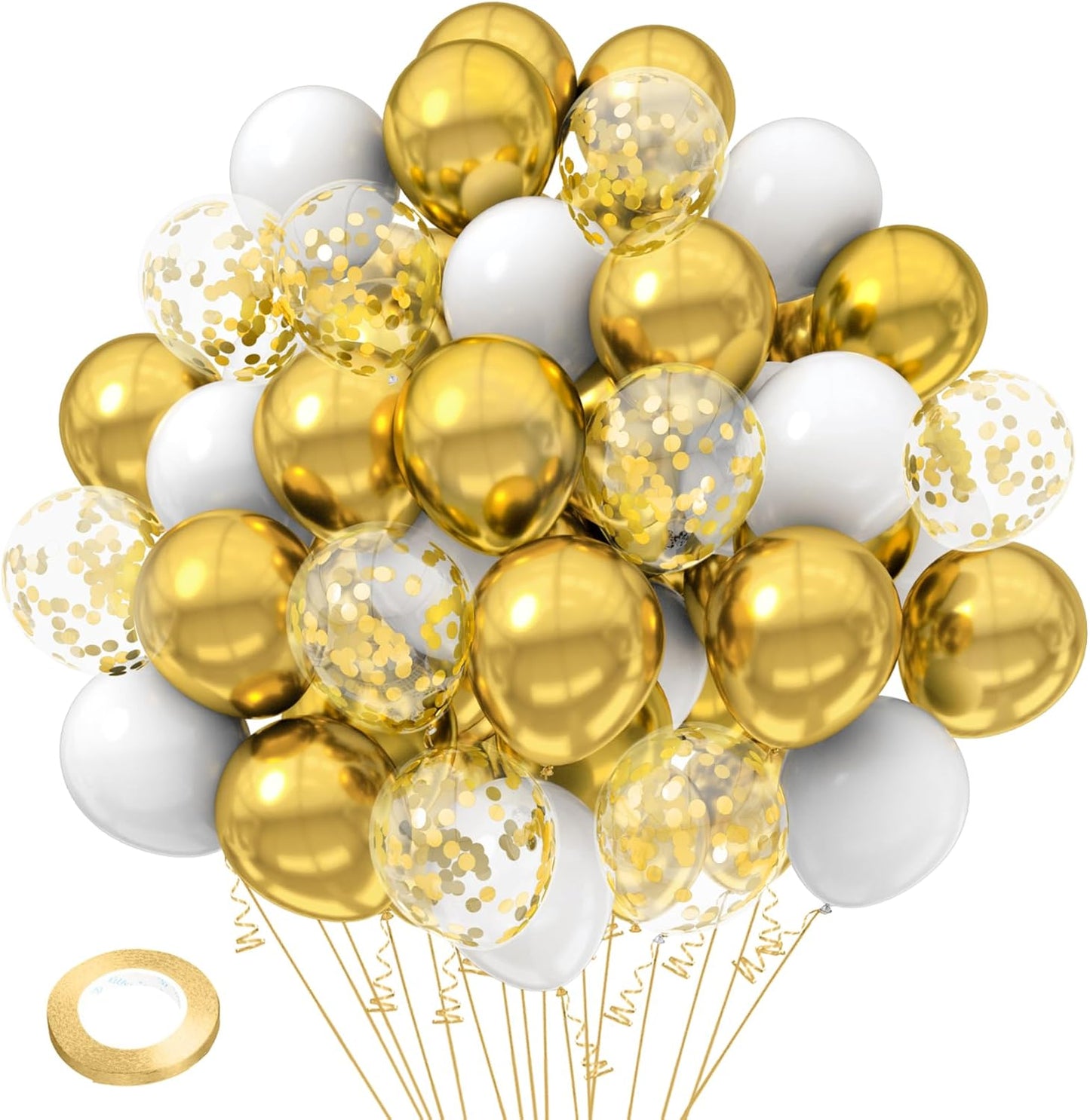 Gold Confetti Balloons, 50 Pcs 12 Inch, Glitter Gold Confetti Party Balloons, Party Decorations, Birthday Wedding Baby Shower Party Balloons Decorations