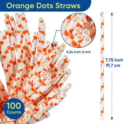 Disposable Paper Straws Solid Green - 7.75'' x 0.24'', 100 Counts - for Drinking, Beverage, Juice, Soda, Bar Supplies