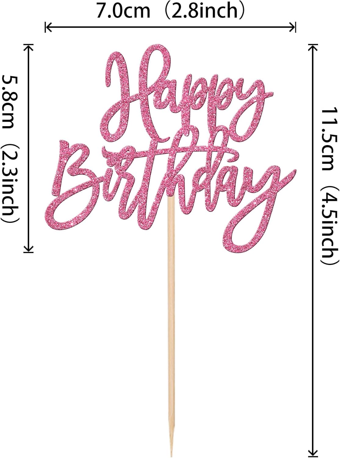 24 PCS Happy Birthday Cupcake Toppers Glitter Picks for Celebrating Anniversary Theme Party Cake Decorations Supplies Gold