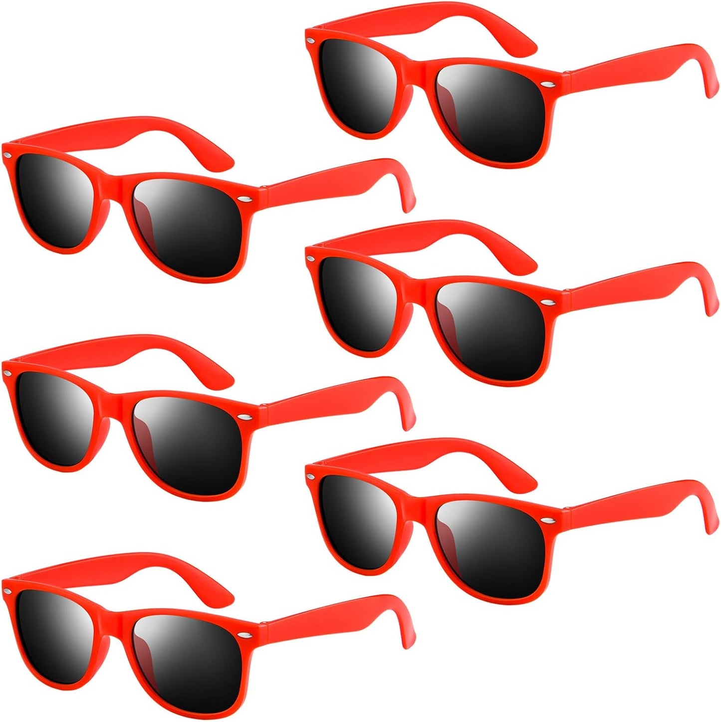 NEBURORA 6 Pack Black Sunglasses Bulk Retro Black Shades Party Sunglasses for Adult Men Women Summer Beach Party Accessories