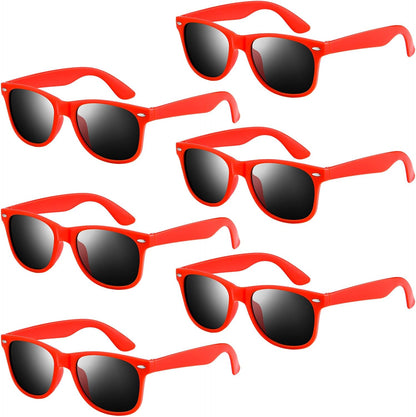 NEBURORA 6 Pack Black Sunglasses Bulk Retro Black Shades Party Sunglasses for Adult Men Women Summer Beach Party Accessories