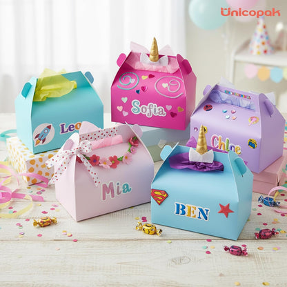 UnicoPak 30 Pack Party Favor Boxes Treat Boxes, White Gable Gift Boxes for Party Favors Goodies Cookies Treats Candies Meals Lunch, 6.5x3.5x3.5 Inches
