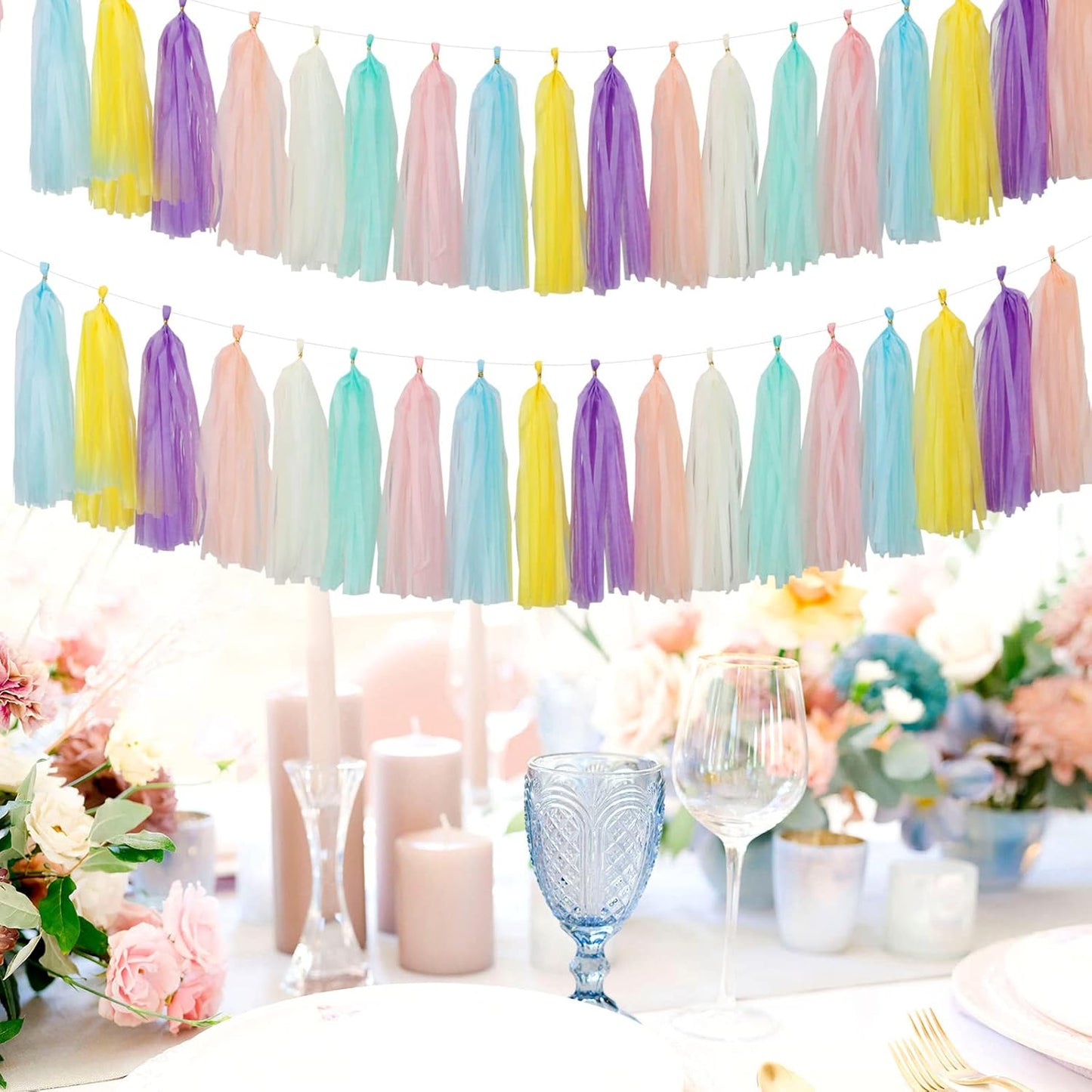 Navy-Blue White-Silver Tassel Garland Streamers - 15pcs Party Decorations Tissue Paper Tassels Banner,Graduation 2025 Wedding Baby Bridal Shower Hanging Decoration Boy Birthday Backdrop Decor Panduola