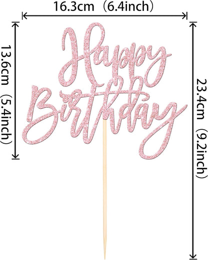 ZHUOWEISM 1 PCS Gold Happy Birthday & Anniversary Cake Topper