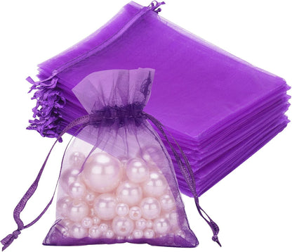 joycraft 50Pcs Organza Bags, 2x3 inch Gift Favor Bags, White Wedding Favor Bags, Jewelry Pouches with Drawstring, Mesh Bags Drawstring for Jewelry, Festival, Makeup, Candy, Desserts