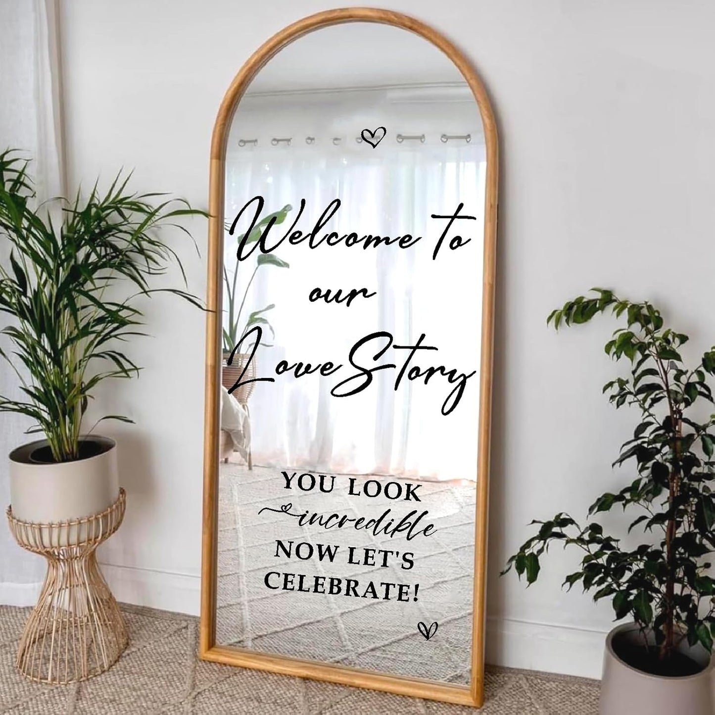 Custom Name Welcome to Our Wedding Signs Personalized Wedding Mirror Decals Selfie Mirror Decal for Wedding Entry Reception Display Golden Date Marriage DIY Vinyl Lettering Welcome Party Decoration