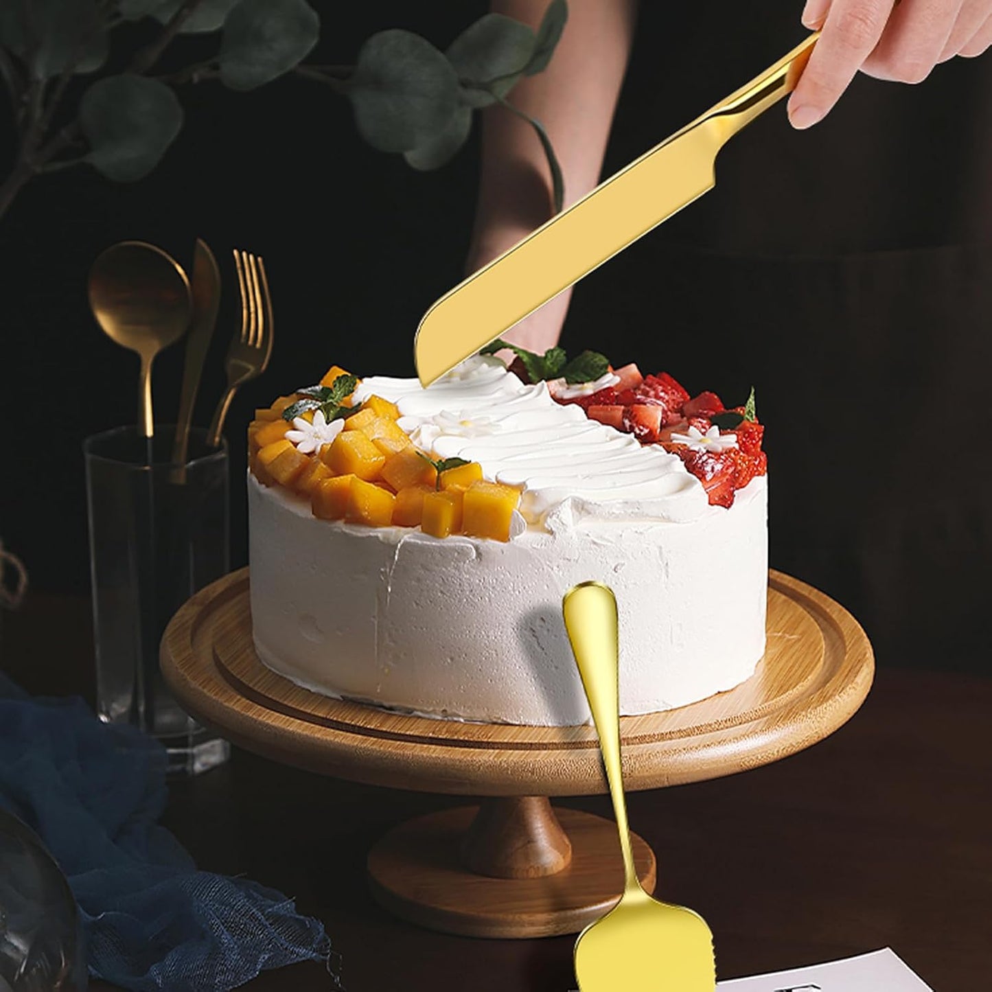 Wedding Cake Knife and Server Set Silver,Stainless Steel Cake Cutting Set,2Pcs Include Cake Cutter And Cake Server for Wedding, Birthday, Parties and anniversary, Dishwasher Safe