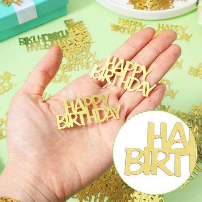 Gold Happy Birthday Confetti, Table Paper Scatter Golden Birthday Decorations for Party (0.03 lbs)