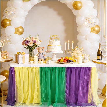 THARAHT Tulle Table Skirt 6FT 180CM Long for Rectangle Tables Round Tables Ruffle Desk Skirt for Princess Girls Birthday Party Cake Dessert Decorations Table Skirt