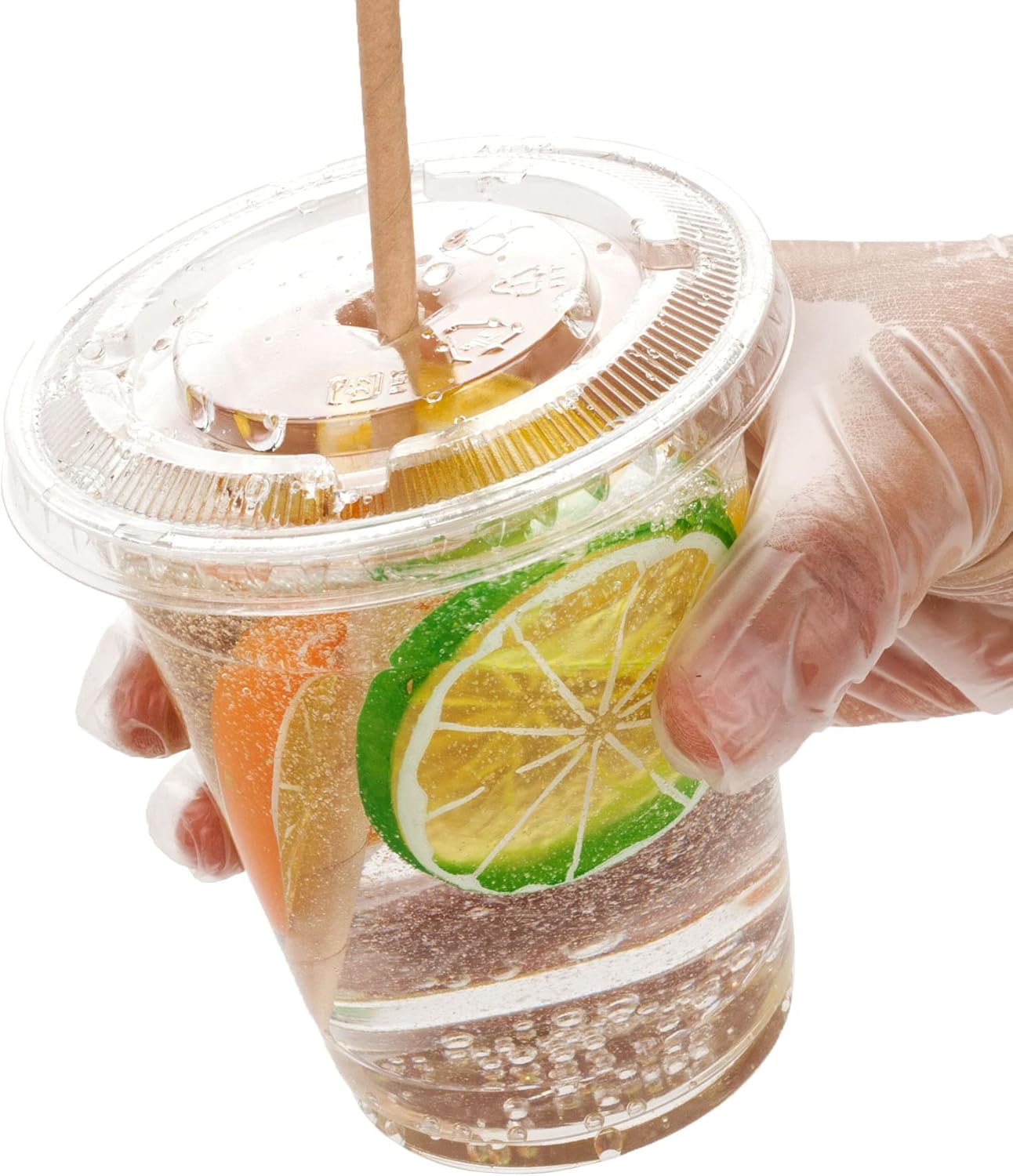 Golden Apple Cup series, 9oz Clear Plastic cups with Flat lids no hole 50sets