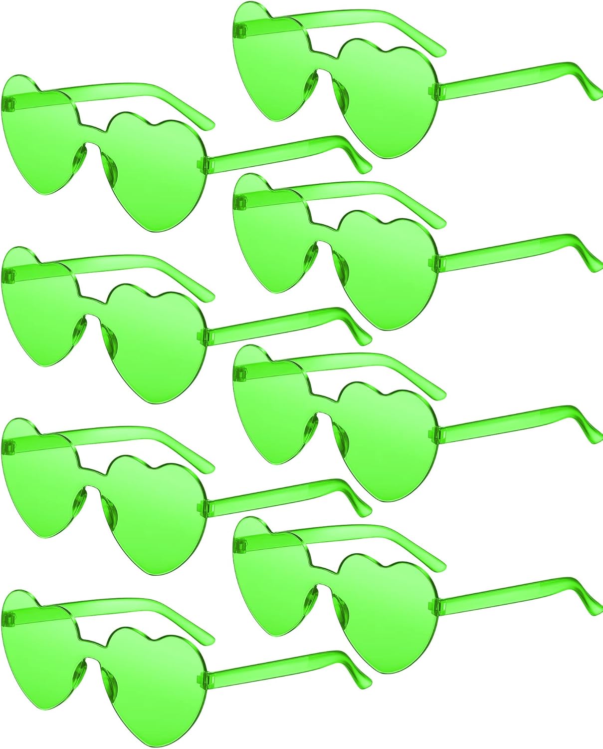 Frienda 8 Pairs Heart Shaped Sunglasses for Women Rimless Heart Glasses Candy Color Sunglasses for Party Favor