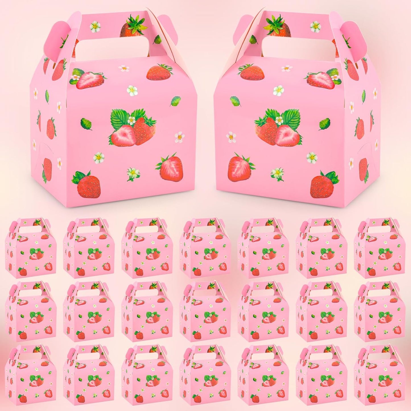 Hxezoc 24 Pieces White Party Favor Boxes Gable Candy Treat Box Folding Paper Gift Box with Handles for Baby Showers Birthday Party Wedding Decoration Supplies