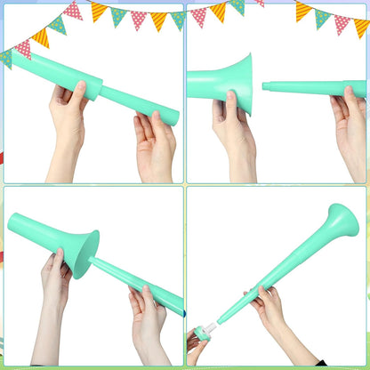 4 Pcs Collapsible Stadium Horn for Adult, 21 Inch Vuvuzela Plastic Trumpet, for Sporting Events Football Carnival Party, White
