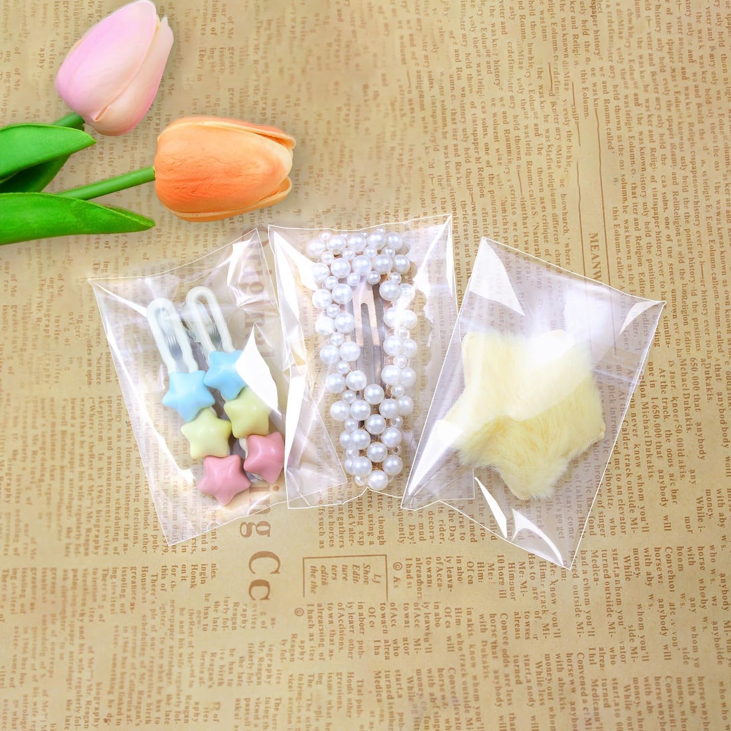 PigPotParty Cookie Bags 4''x 6", 100 Pcs Self Sealing Cellophane Treat Bags, Small Clear Plastic Goodie Bag for Gift, Snack, Party Favor, Candy