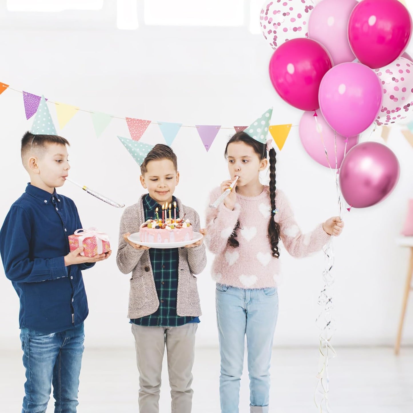 68Pcs Pink and Purple Balloons 12 Inch Metallic Purple Pink Latex Balloon Confetti ballons with Ribbons Party Balloons for Wedding Girls Birthday Baby Shower Decorations.