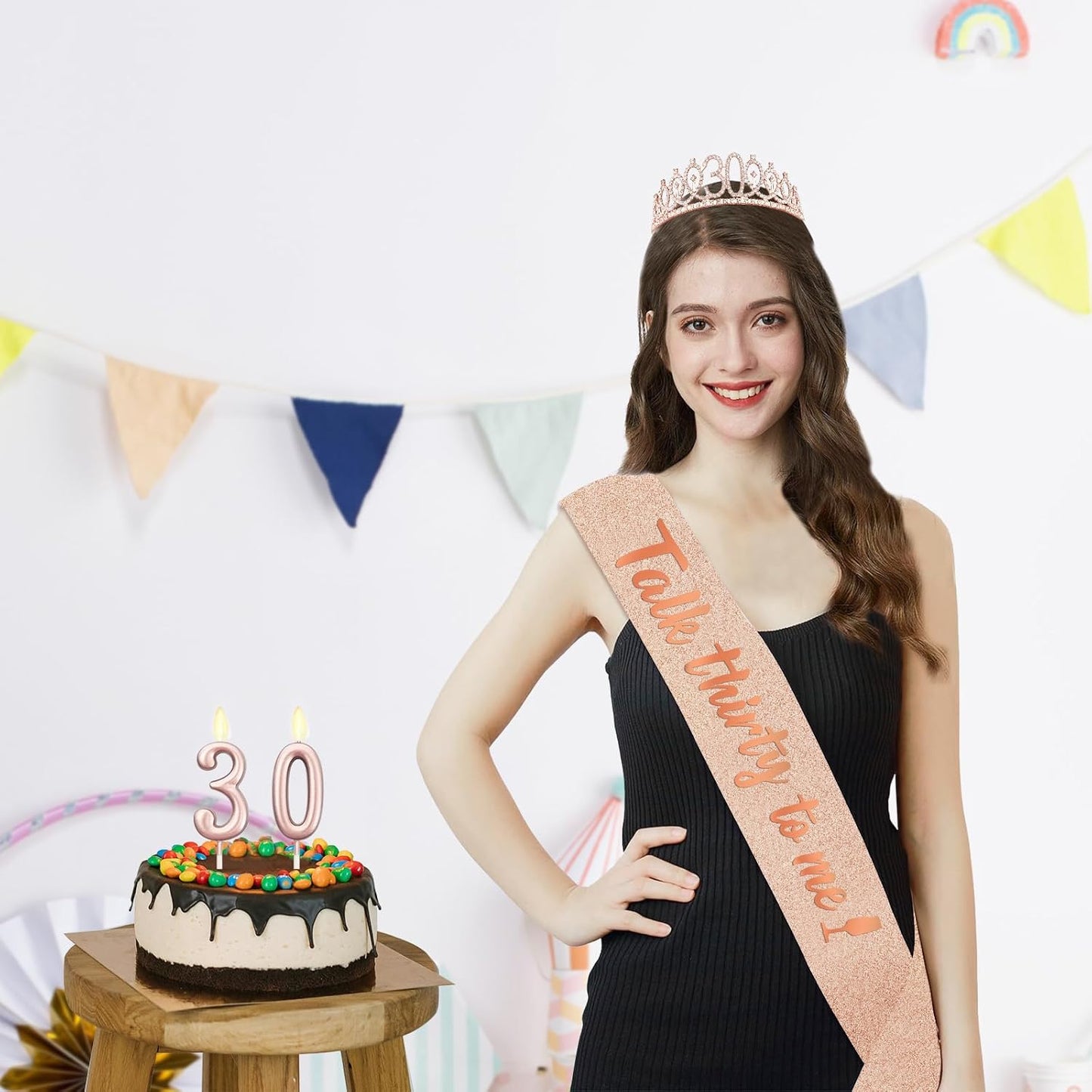 21st Birthday Decorations for Her with 21st Birthday Sash and Crown, Candles Gold, Gifts for 21 Year Old Girls